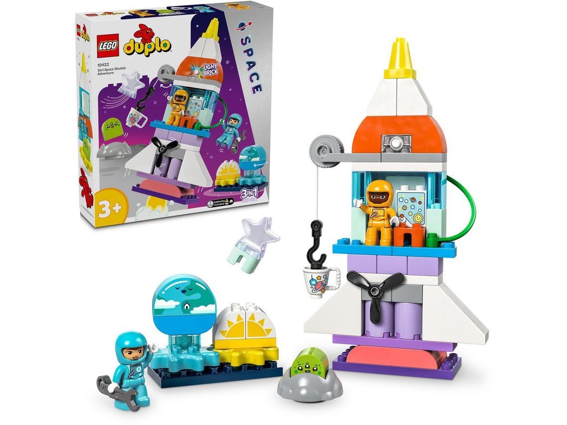 LEGO Duplo: Aventura no Vaivém Espacial 3em1 – Foguetão para crianças em idade pré-escolar (58 peças)