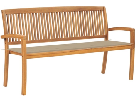 Banco de exterior VIDAXL Beige Teca (159x57.5x90 cm)