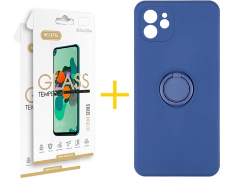 Carcasa + 2 Protectores de Pantalla para iPhone 12 Mini ACCETEL Azul Oscuro
