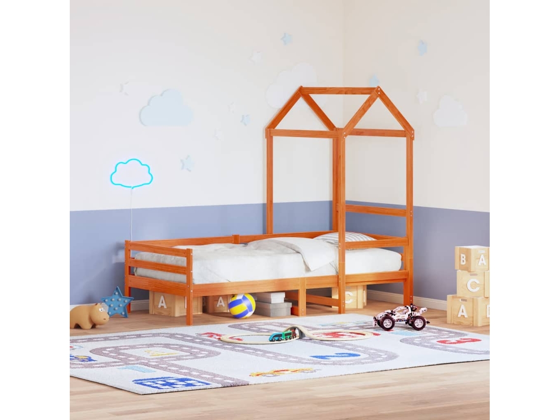 Techo De Cama Infantil Madera Maciza Pino Marrón 98x70x176,5 Cm