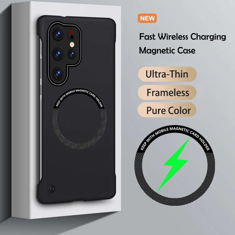 (negro, Galaxy S24) Funda Magnética Sin Marco Para Teléfono, Diseño Ultrafino De Color Sólido, Compatible Con Magsafe.
