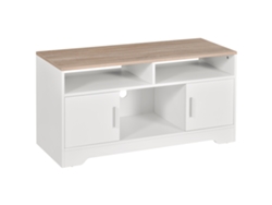 Mueble Tv 2 Compartimentos 2 Armarios Diseño Moderno 105x40x52cm Blanco Madera