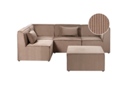 Sofá Modular Com Repousa-pés Moderno Beliani Lemvig De Bombazine Creme 250x166x78
