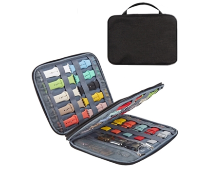 Bolsa de almacenamiento portátil con correa larga para Apple Watch, color: doble capa (negro)