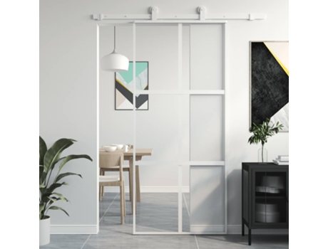 MAISON EXCLUSIVE Puerta corredera vidrio templado y aluminio blanca 90x205 cm