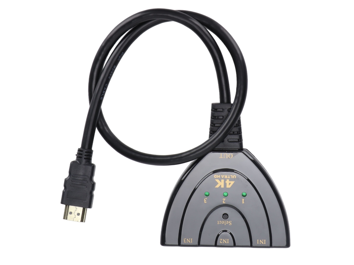 Conmutador De Interfaz Multimedia Hd Portátil Con 3 Entradas Y 1 Salida, Divisor Para Reproductor 4k 1080p 3d