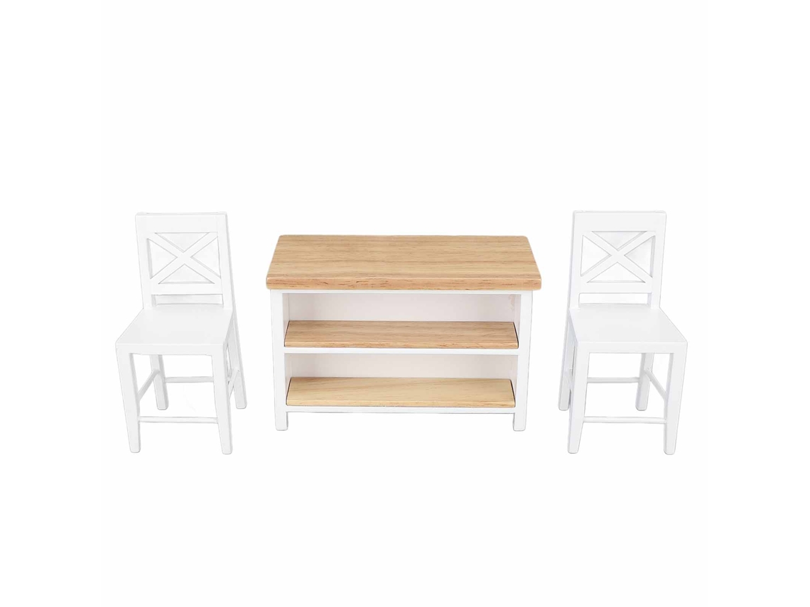 Juego De Bar Y Sillas En Miniatura A Escala 1:12 Para Casas De Muñecas, Fabricado En Madera De Abedul.