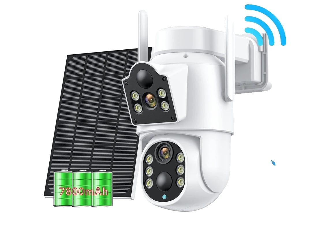 Cámara de seguridad para exteriores, lente dual de 8 MP, visión nocturna, tarjeta OEM de 128 GB, color blanco de 8 MP