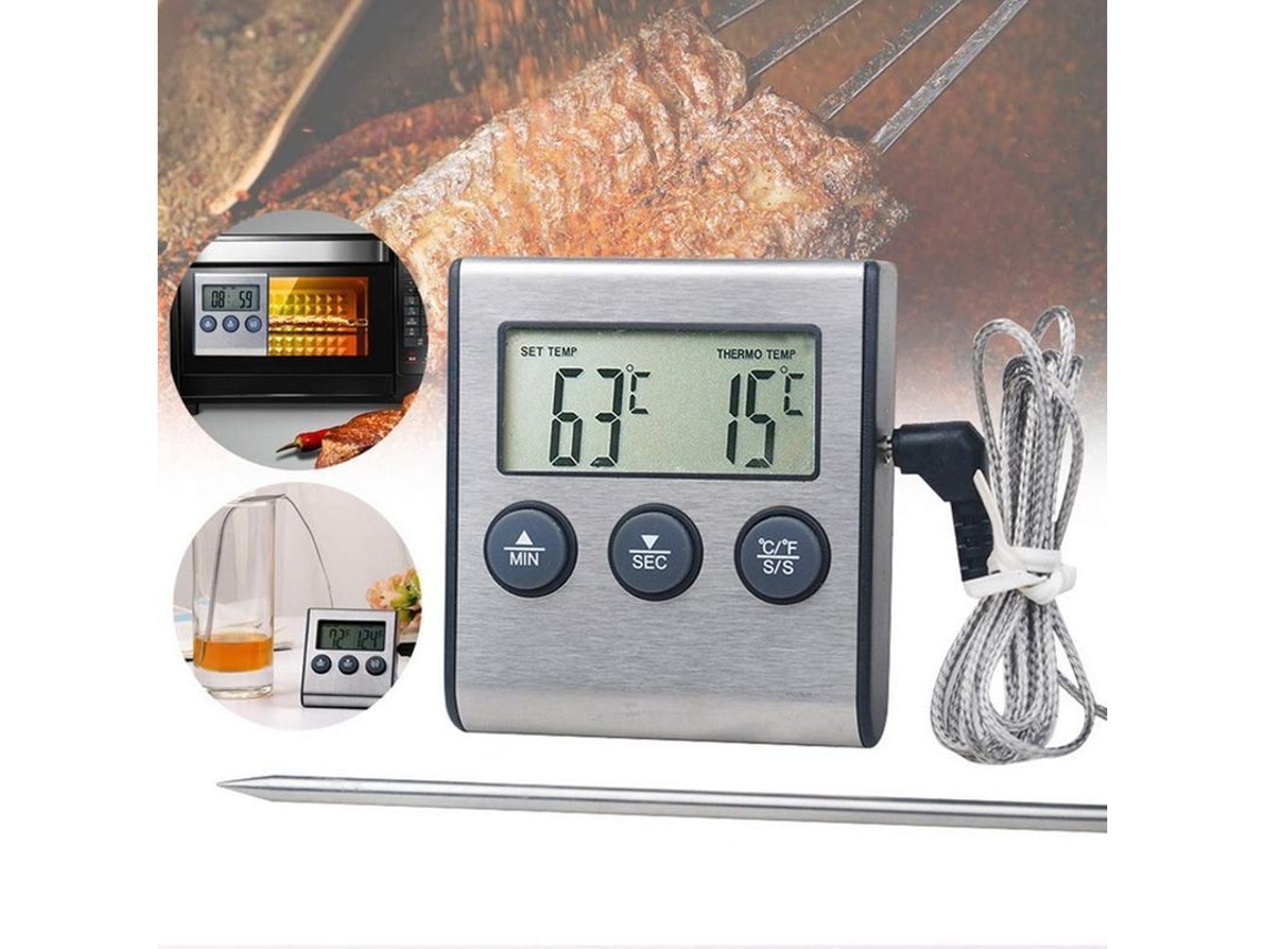 2026-34859-termómetro De Carne Con Sonda, Temporizador, Alarma De Temperatura, Convierte Fahrenheit A Celsius, Magnético, Para Bbq, Comida, Líquidos