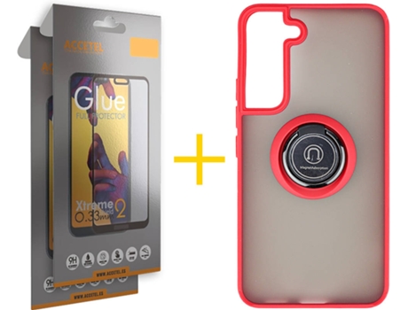 Carcasa + 2 Protectores de Pantalla para Samsung Galaxy S22 Plus 5G ACCETEL Rojo