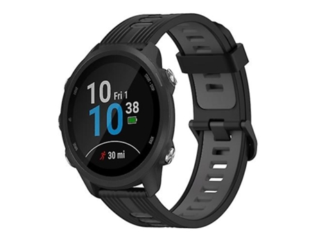 Correa De Reloj Inteligente Para Garmin Forerunner 245, Correa De Silicona Bicolor Con Patrón Vertical De 20Mm, Negro Y Gris VENISYMLIS