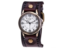 Reloj De Pulsera Ccq Para Hombre/mujer, Estilo Punk Retro, De Metal, Con Correa Y Esfera De Pu Marrón Oscuro.
