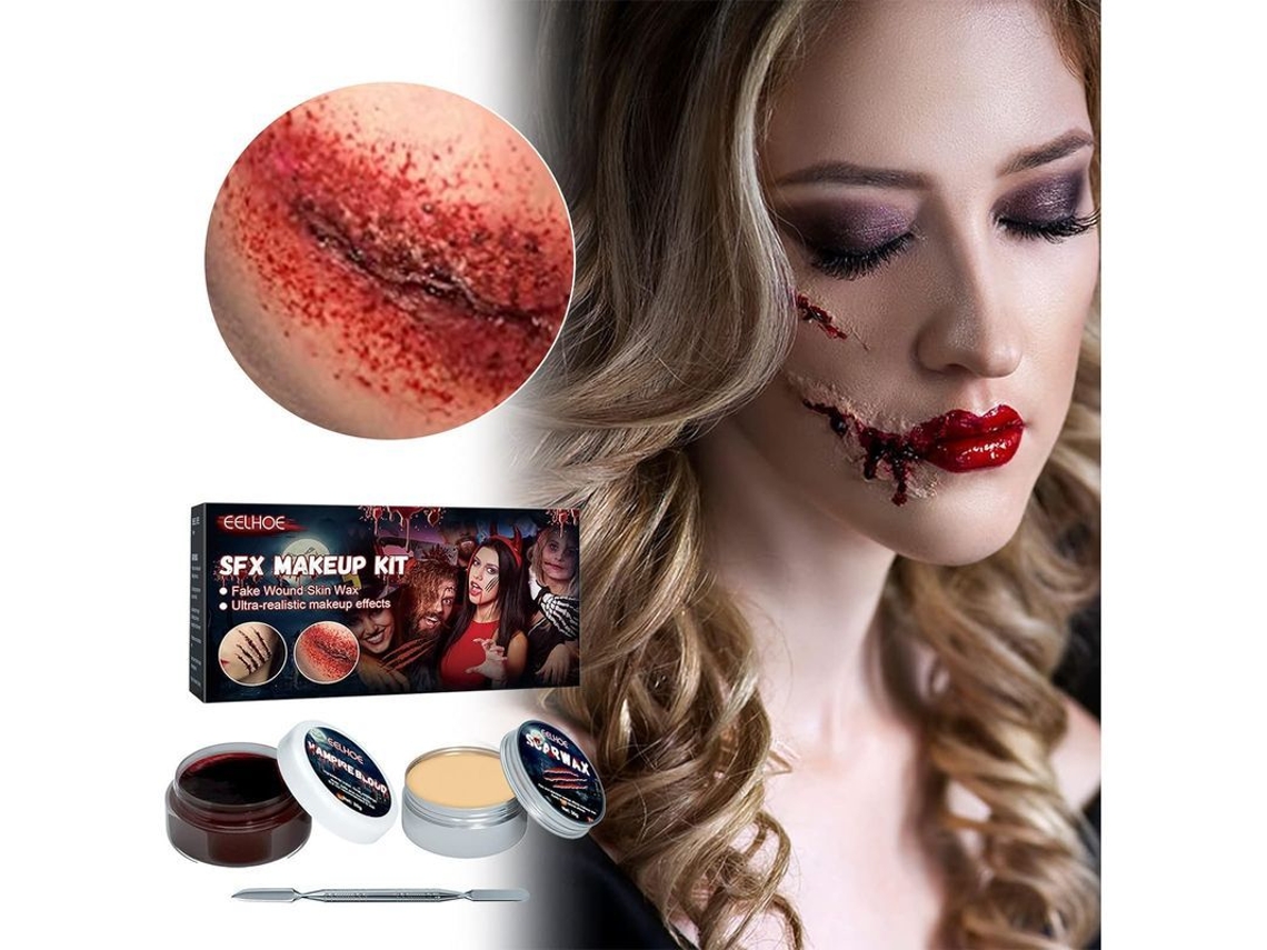 Kit De Cera Para Cicatrices Para Maquillaje De Efectos Especiales, Moldeo De Heridas Para Escenario De Halloween Con Espátula.
