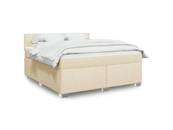 Cama Box Spring Con Colchón Tela Color Crema 180x200 Cm