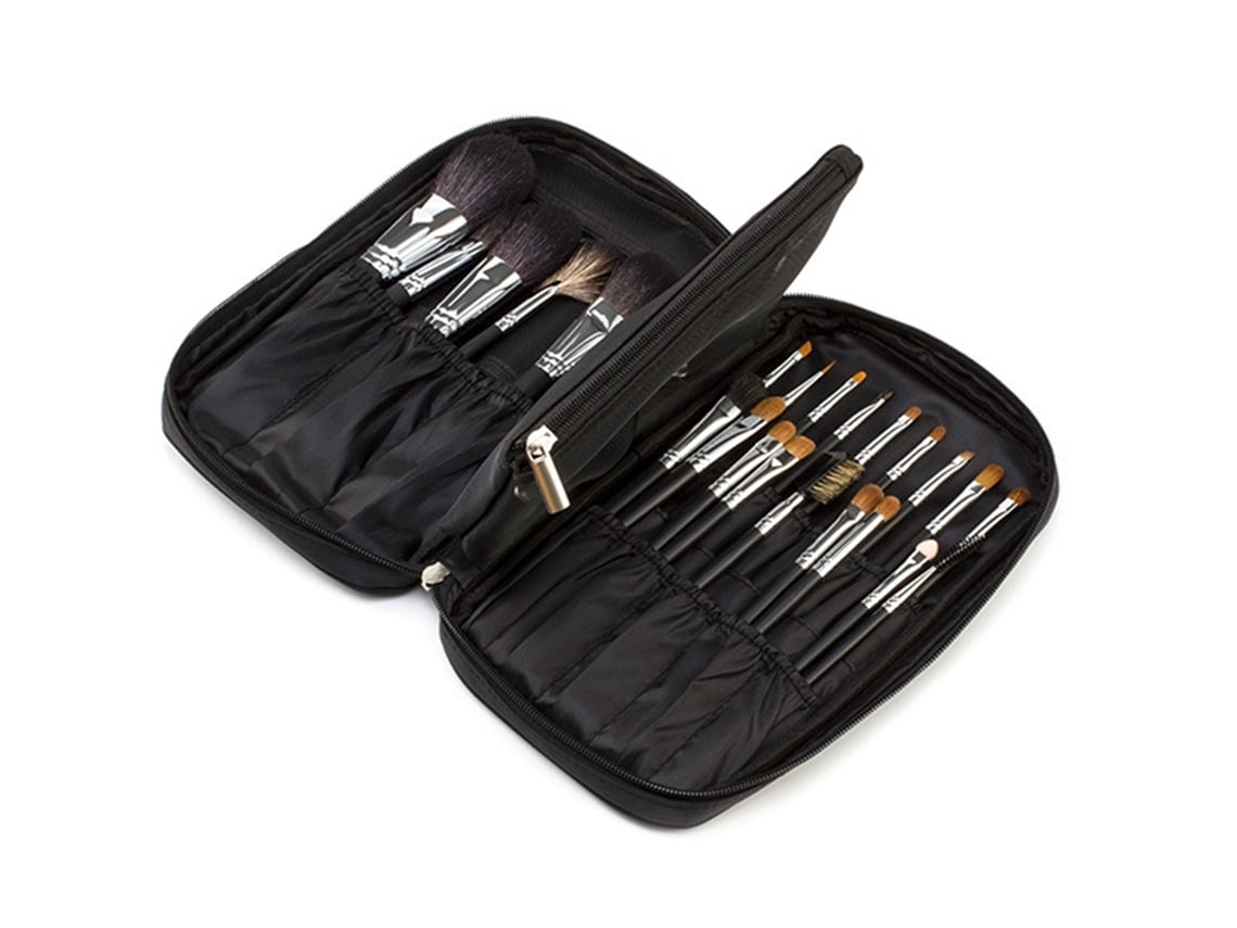 Organizador De Brochas De Maquillaje. Neceser Multifuncional. Neceser De Viaje Negro Con 24 Compartimentos. Puerto Usb Incluido.