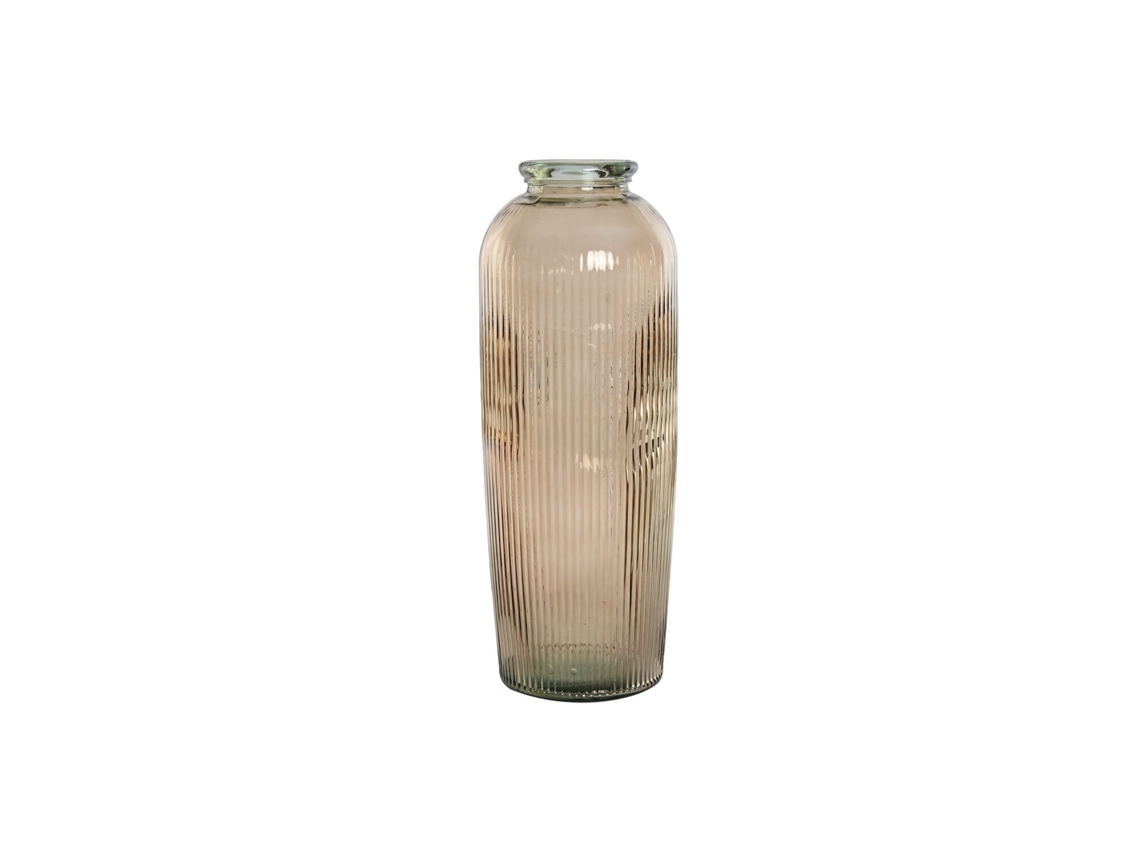 Jarron Cristal Reciclado Rayado Champan 27x27x71cm
