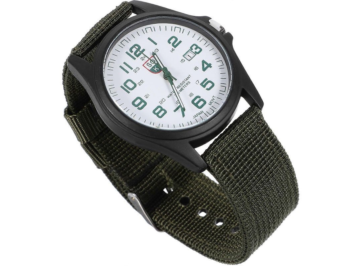 Reloj De Pulsera Hombre De Cuarzo Con Correa De Nylon Verde Deportivo Fashion 4×24cm Verde