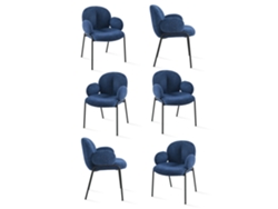 Sillas De Comedor Goeurvant 1235(pack De 6, Azul, Chenilla)