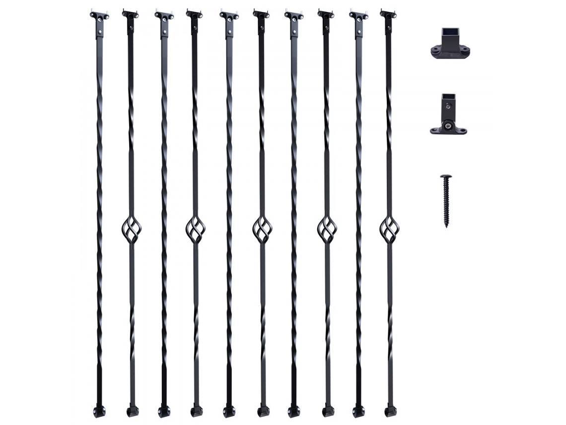 Juego de barandillas metálicas para escalera de 1122 mm, acero galvanizado, elegante diseño en espiral Tekmaquinas