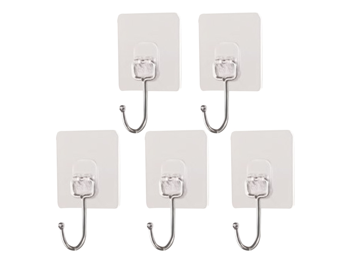 5 Ganchos Adhesivos De Pared Transparentes Sin Costuras De Acero Inoxidable Y Abs Para El Hogar, La Cocina Y El Baño.