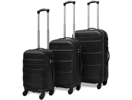 MAISON EXCLUSIVE Juego de maletas trolley rígidas 3 piezas negro 45,5/55/66 cm