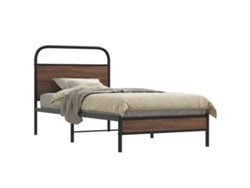 Estructura De Cama Sin Colchón 107x203 Cm Madera Marrón Roble