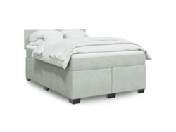 Cama Box Spring Con Colchón Terciopelo Gris Claro 140x190 Cm