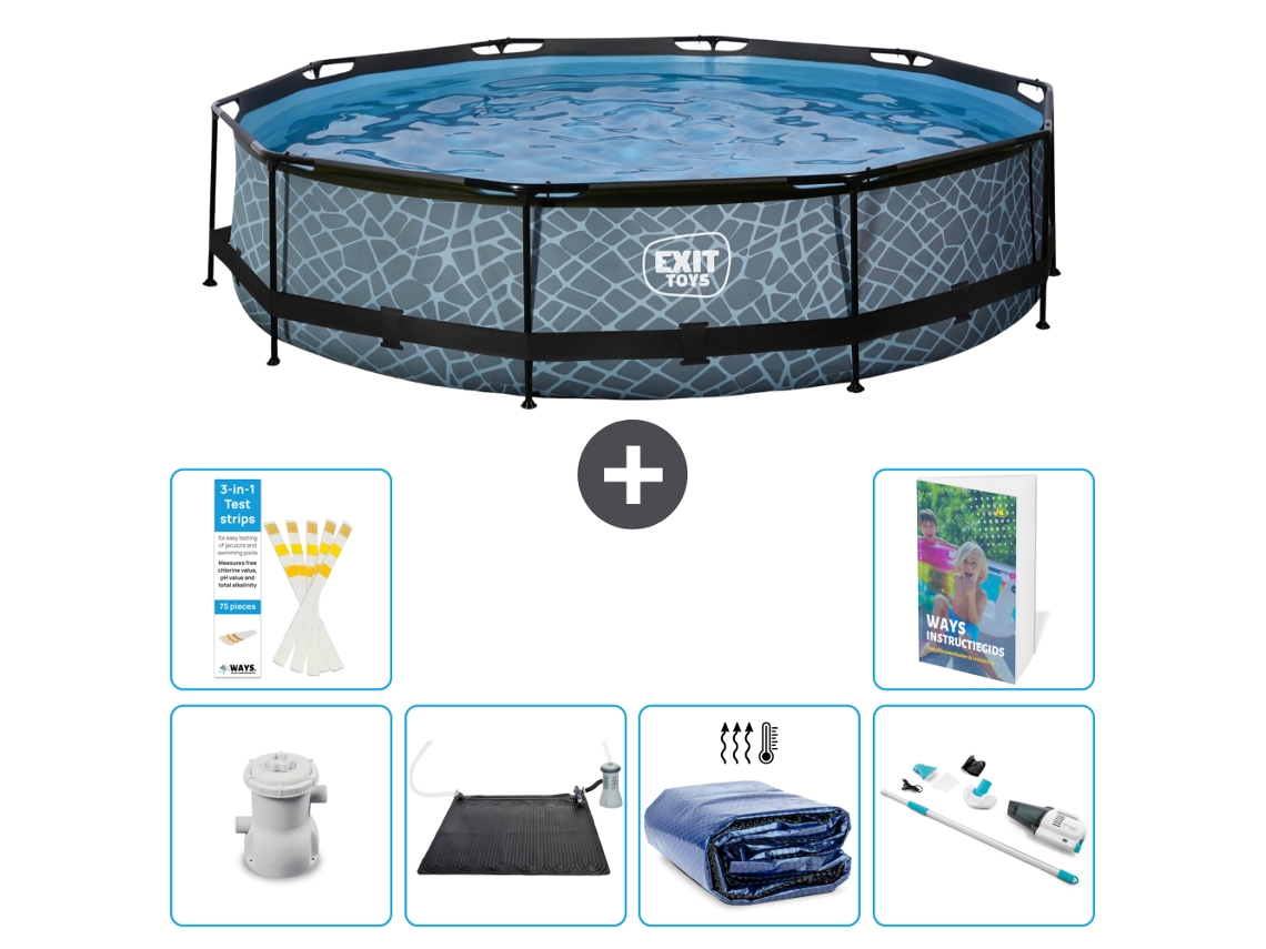 Exit-toys Piscina Exit Redonda - Efeito Pedra - 360x76 Cm - 7-peças S252