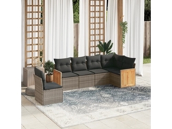 Conjunto de 6 sofás de jardín con cojines en mimbre gris DKD Home Decor