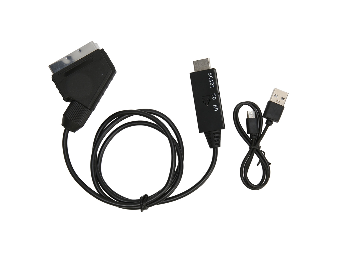 Adaptador Convertidor Scart A Interfaz Multimedia Hd Con Cable 1080p Dc 5v Plug And Play