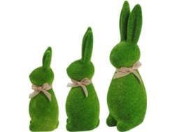 Estatua De Conejo Escultura Verde De Pie Conejo Artificial Cubierto De Musgo Con Bufanda – Para Decoraciones De