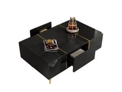 Mesa de centro, diseño moderno de alto brillo, práctico espacio debajo de la mesa, color negro.