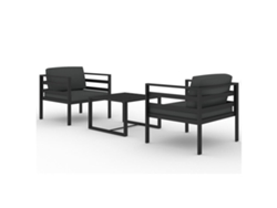 vidaXL Set muebles de jardín 3 pzas y cojines aluminio gris antracita
