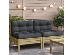 Sofás Sem Braã§os P/ Jardim 2 Pcs C/ Almofadãµes Pinho Impregnado Dkd Home Decor