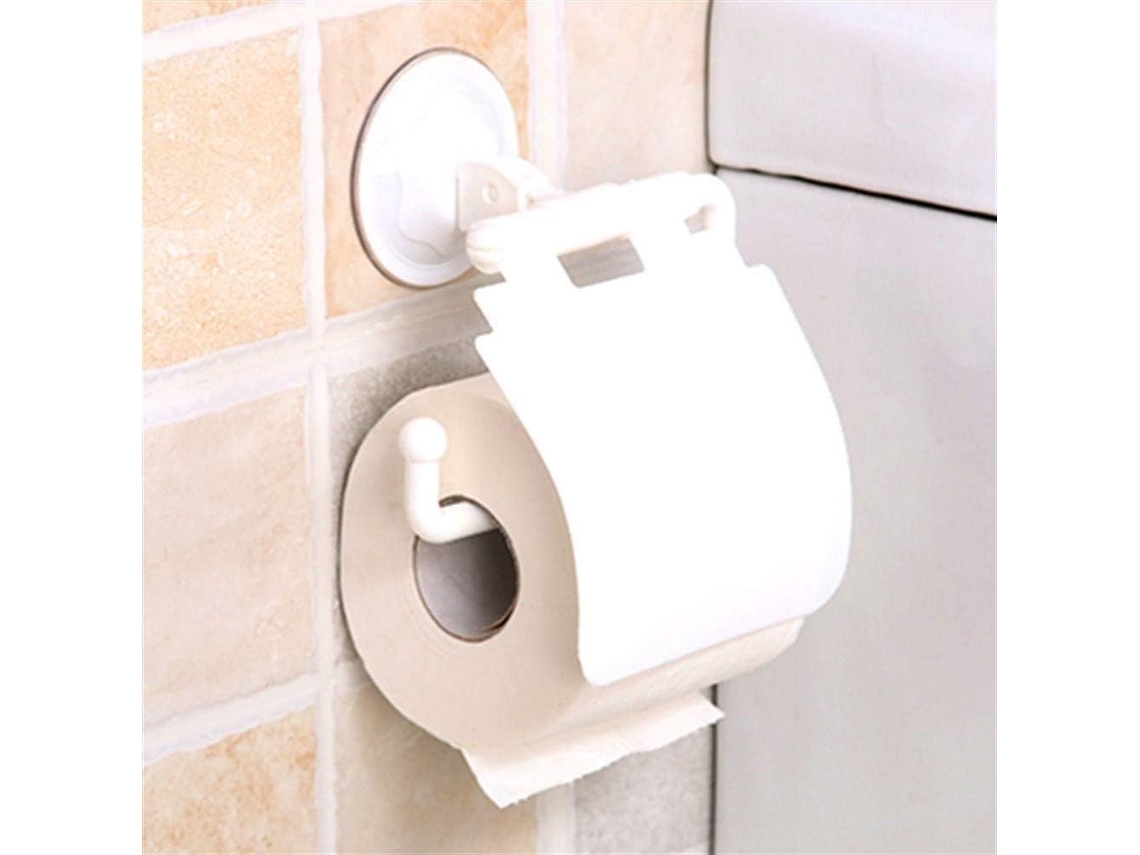 Portarrollos De Papel Higiénico Con Ventosa Y Tapa - Soporte De Pared Para Papel Y Pañuelos - Color Blanco