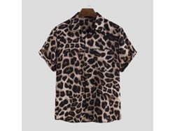 Camisa Masculina Xloutdoor De Verão Com Estampa De Leopardo Manga Curta Lapela Estilo Casual Floral Para Praia Havaiana