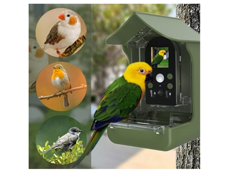 Comedero inteligente para pájaros con cámara, cámara HD 1080P para comedero de pájaros, captura automática de vídeos y fotos de aves, pájaros con B...