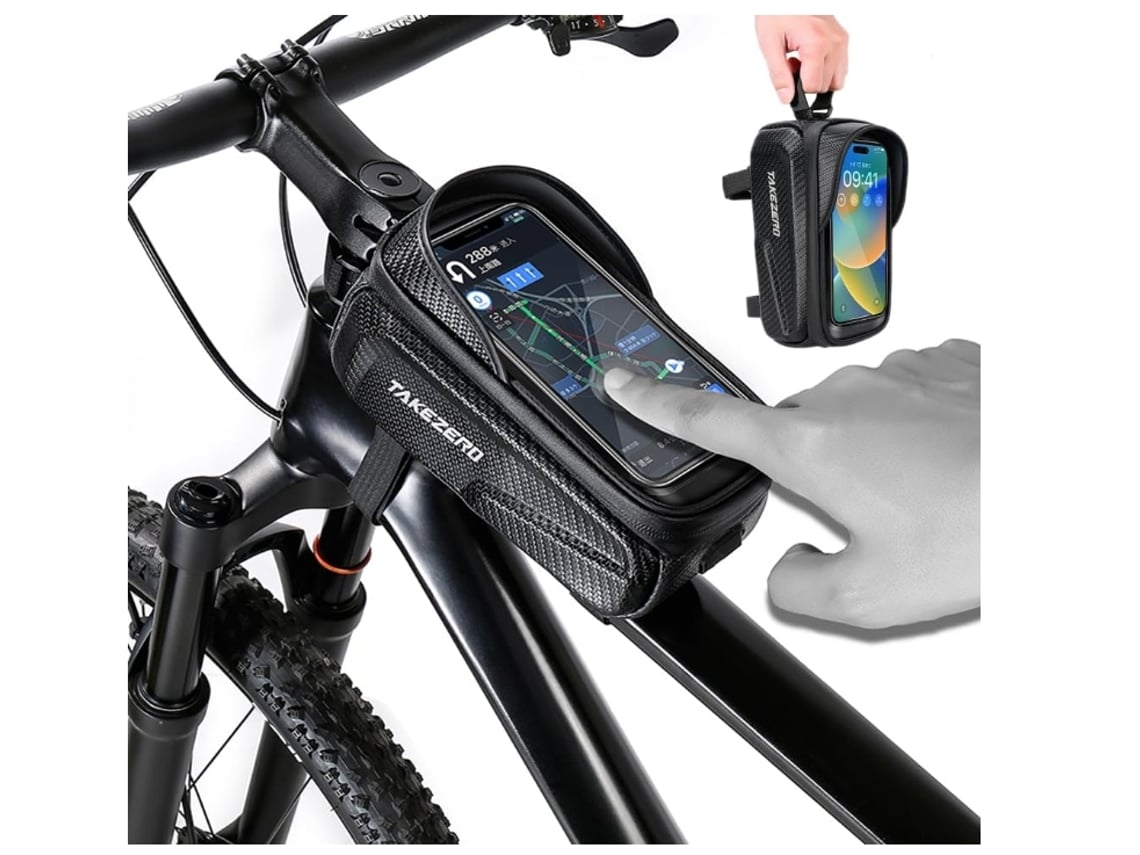 Bolsa de bicicleta impermeable de EVA para teléfonos móviles de hasta 6,8 pulgadas Zxcb240331 19zzy Negro FACPOET