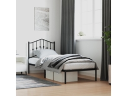 Estructura Cama Sin Colchón Con Cabecero Metal Negro 80x200 Cm