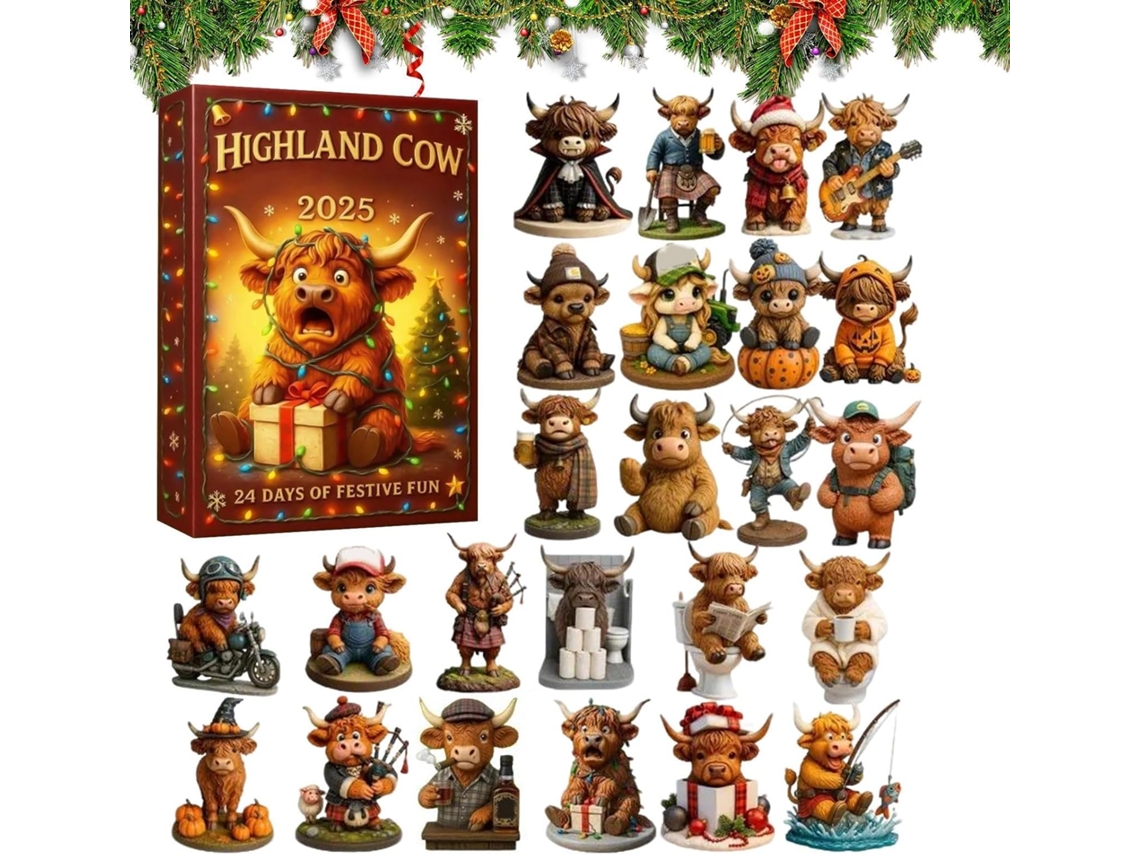 Calendario De Adviento 2025 2d Decoración Del Hogar Calendario De Navidad De Las Tierras Altas Juguetes Con