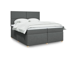 Cama Box Spring Con Colchón Tela Gris Oscuro 200x200 Cm