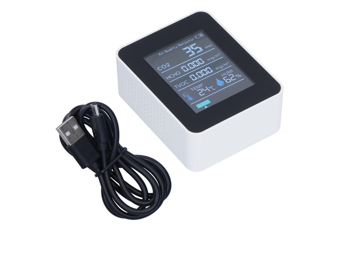 Monitor Inteligente De Calidad Del Aire Con Detector De Formaldehído, Co2 Y Covt, Y Medidor Portátil De Temperatura Y Humedad.