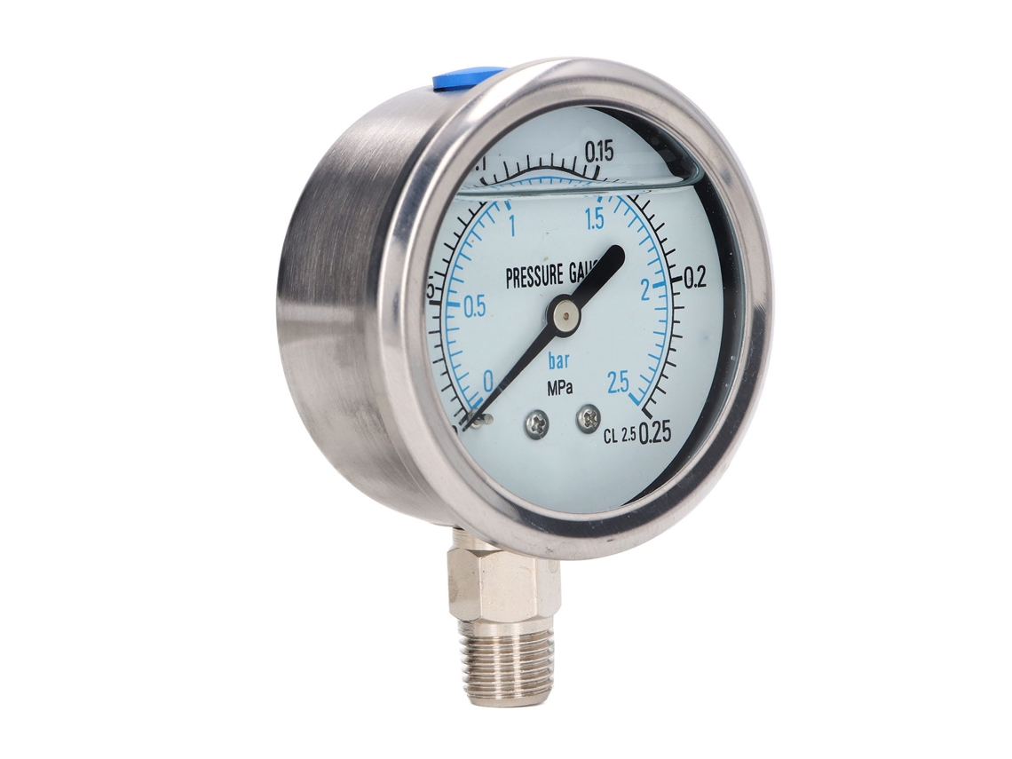 Manómetro De Vacío Radial De Acero Inoxidable A Prueba De Golpes, 1/4 Npt, 0~0,25 Mpa, Resistente A La Corrosión Industrial.