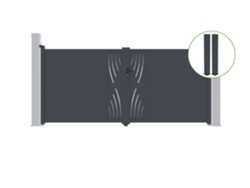 Puerta abatible 3,5m VELETA H.160cm aluminio gris 2 postes 20x20cm H.190cm CASANOOV