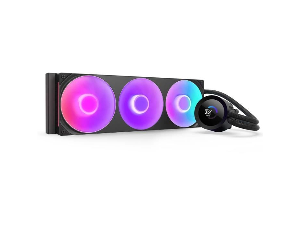 NZXT RL KR360 B2 Kraken Plus 360 RGB con refrigeración líquida, pantalla cuadrada de 1,54", personalizable y ventiladores RGB, color negro