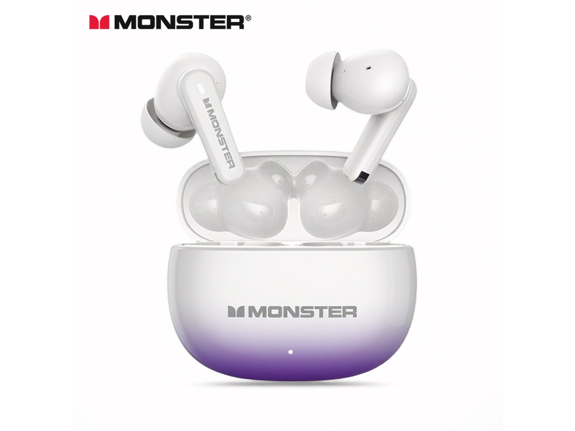 Audífonos Bluetooth 5.4 con cancelación de ruido, graves potentes, inalámbricos y estuche de carga. Mdug (morado y blanco)