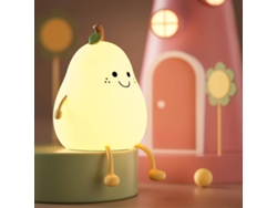 Luz de noche para niños, linda lámpara de silicona con forma de pera para bebés y niños pequeños (blanca)