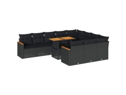 Maison Exclusive - Set Sofás Jardín Y Cojines 11 Pzas Ratán Sintético Acacia Negro