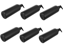 Juego de 6 botellas dispensadoras recargables con bomba negra, ideales para champú, loción y gel.
