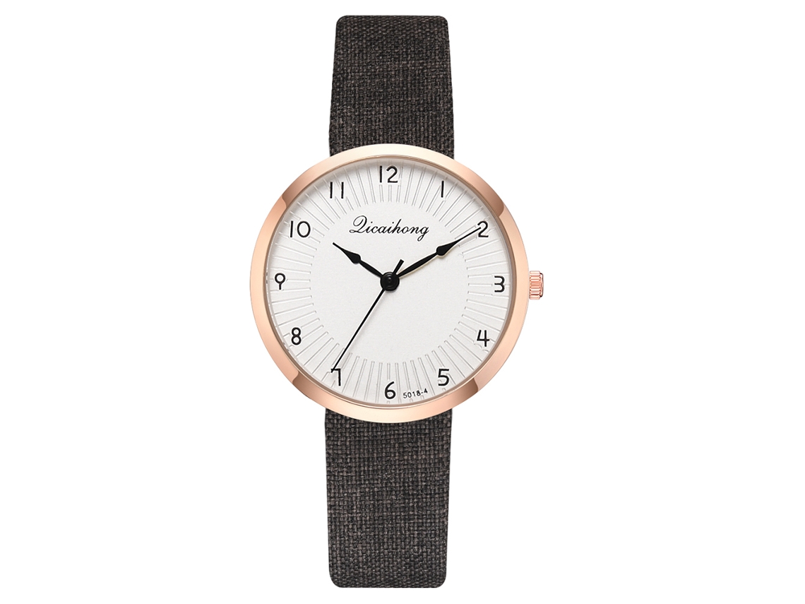 Reloj De Pulsera Sencillo E Informal Para Mujer Con Correa De Pu, Esfera Redonda Blanca Y Movimiento De Cuarzo Marrón.